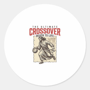 Ultimativer Crossover Christlicher Basketball Vint Runder Aufkleber