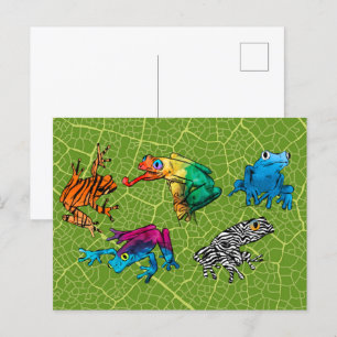 Ultimativer Froschführer - Sechs Regenbogenfrösche Postkarte