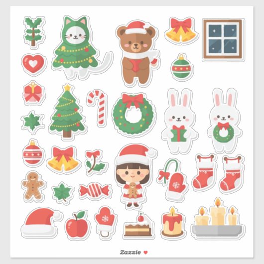 Ultimativer Kawaii-Weihnachts-Spaß! Mega-Sticker Aufkleber (Blatt)
