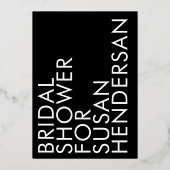 Ultra Black Modern Individuelle Name GOLD Brautpar Folieneinladung (Rückseite)