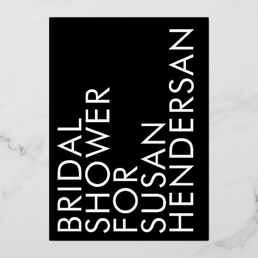 Ultra Black Modern Individuelle Name GOLD Brautpar Folieneinladung (Rückseite)