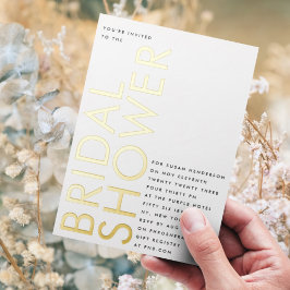 Ultra Black Modern Individuelle Name GOLD Brautpar Folieneinladung