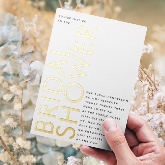 Ultra Black Modern Individuelle Name GOLD Brautpar Folieneinladung