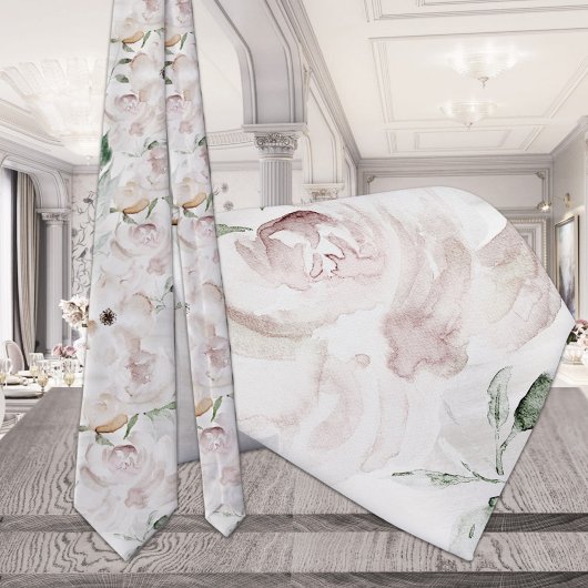 Ultra Blush Garden Peony Wedding Neck Tie Krawatte