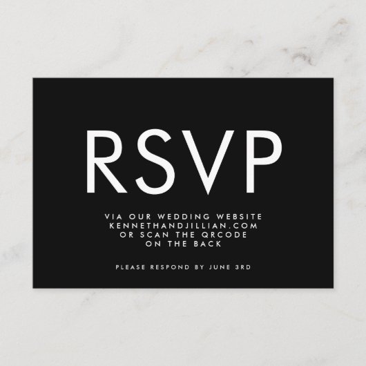 Ultra BOLD MODERNE MONOGRAM QR CODE-Website RSVP Karte (Vorderseite)