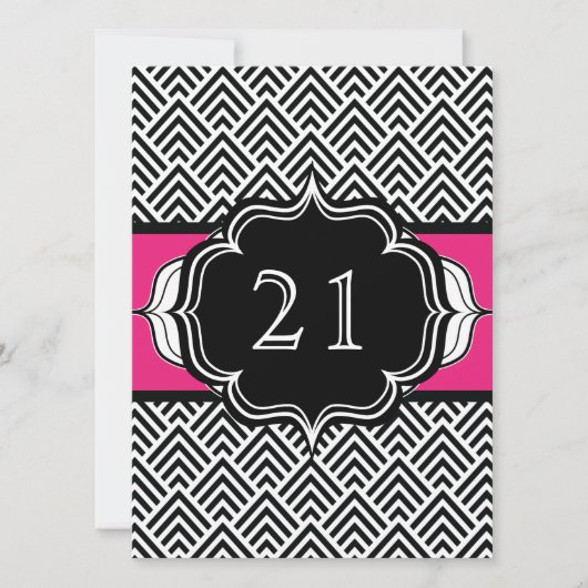 Ultra Chic 21. Geburtstag oder Bachelorette Zickza Einladung (Vorderseite)