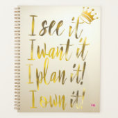 Ultra Chic Gold & Pearl Ivory Motivational Luxe Planer (Vorderseite)