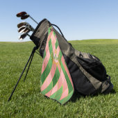 Ultra-chic preppy rosa grün Argyle-Monogrammwappen Golfhandtuch (Gras)