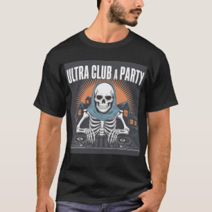 Ultra Club Skeleton DJ Retro Halloween-Party T-Shirt