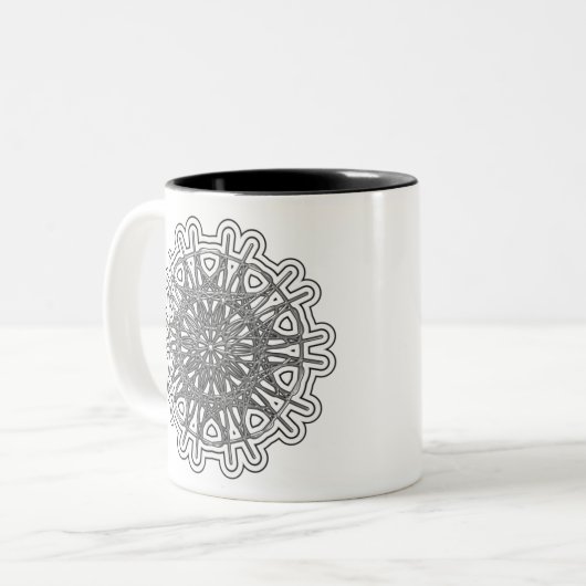 Ultra Cooles Mandala Design #1 Zweifarbige Tasse (Vorderseite Links)