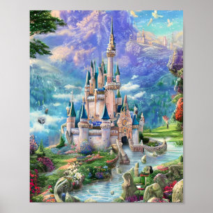 Ultra Detailierte Whimsical Fairytale Castle Tript Poster