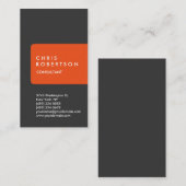 Ultra-dick-schick-graue Orangenstreifen-Visitenkar Visitenkarte (Vorne/Hinten)