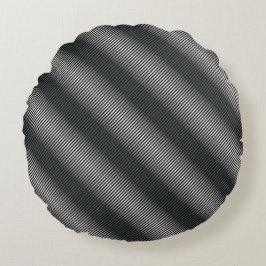Ultra dünne schwarz-weiße Gradationslinien Rundes Kissen