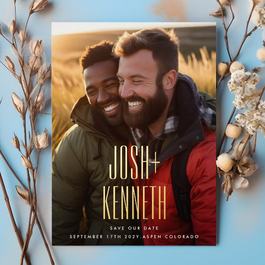 ULTRA EINFACH MODERNE NAMES GOLD FOTO RETTE UNSERE FOLIENEINLADUNG