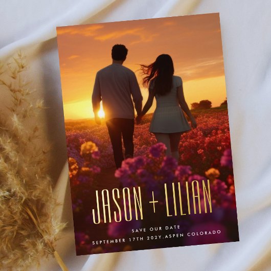 ULTRA EINFACHE BOLD NAMES GOLD FOTO RETTE UNSER DA FOLIENEINLADUNG