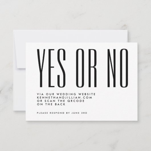 Ultra einfache, moderne QR CODE-Website für Hochze RSVP Karte (Vorderseite)