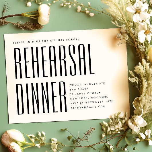 ULTRA EINFACHES MODERNES BOLD WEDD PROBE DINNER EINLADUNG