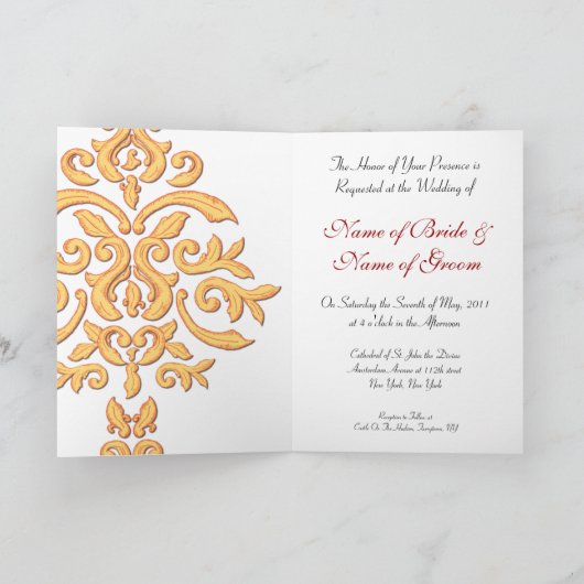 Ultra-elegante Gilded Damask Einladung zur Hochzei (Innenseite)