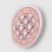 Ultra glamouröser rosa Glitzer und Diamanten Große Wanduhr (Winkel)