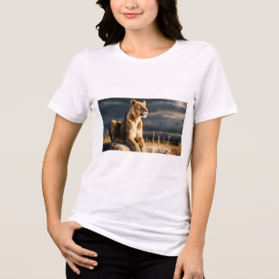 Ultra HD 3D Löwin – Vollkörper-Seitendarstellung a Tri-Blend Shirt