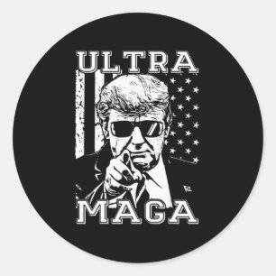 Ultra MAGA Fun Anti Biden US Flag Pro Trump Trend Runder Aufkleber