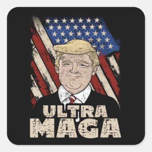Ultra Maga Proud Republikaner Pro Trump USA Flag D Quadratischer Aufkleber (Vorderseite)