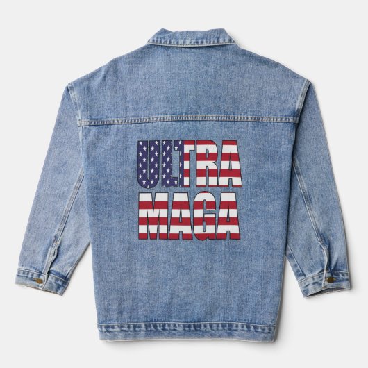 Ultra MAGA Trump Unterstützer ⛳ Great Again USA Jeansjacke (Rückseite)