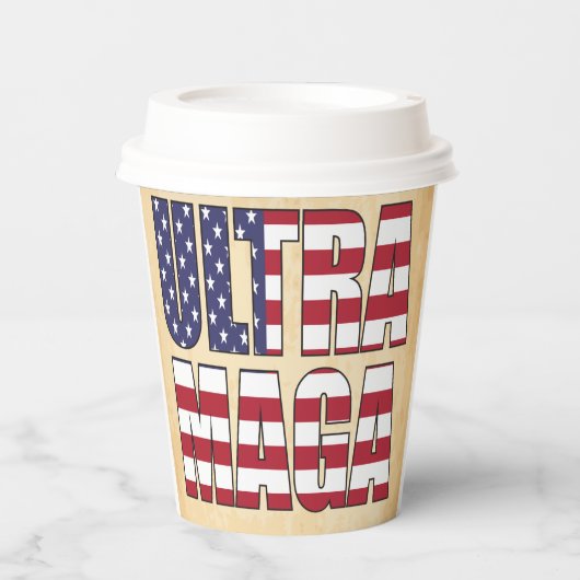 Ultra MAGA Trump Unterstützer 💡 Great Again USA Pappbecher (Vorderseite)