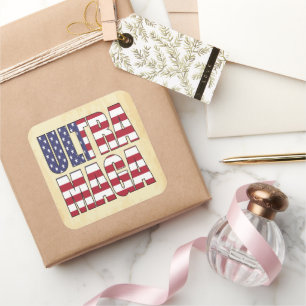 Ultra MAGA Trump Unterstützer 💡 Great Again USA Quadratischer Aufkleber