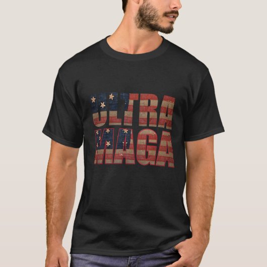 Ultra MAGA Trump Unterstützer ⛳ Great Again USA T-Shirt (Vorderseite)
