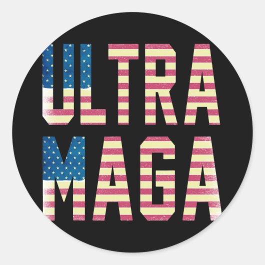Ultra MAGA USA Flag Pro American Pro Freedom Runder Aufkleber (Vorderseite)