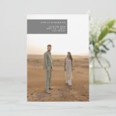 Ultra-Minimal-Einfache moderne Hochzeit des Fotos Save The Date (Stehend Vorderseite)