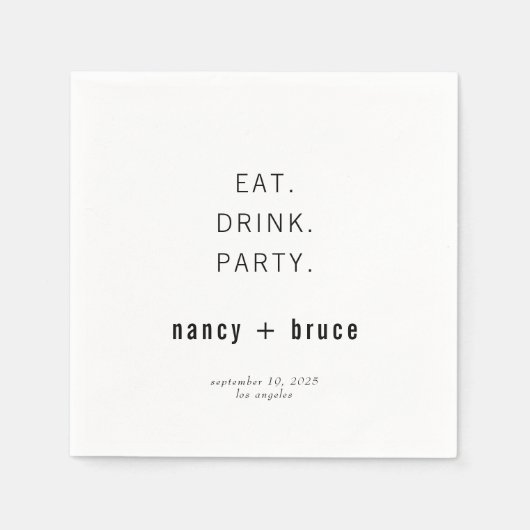 Ultra-Minimal-Hochzeit moderner Typografie Serviette (Vorderseite)