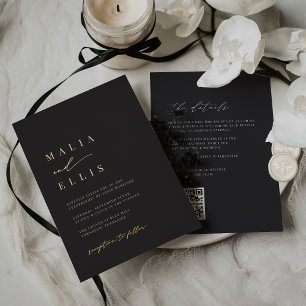Ultra-Minimal in einem HochzeitGold Folieneinladung