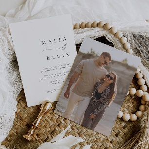 Ultra-Minimal   Kalligrafie Akzent Foto Hochzeit Einladung