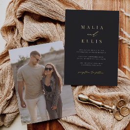 Ultra-Minimal | Kalligrafie Akzent Foto Hochzeit Folieneinladung