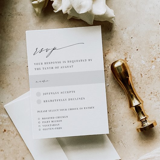 Ultra-Minimal | Script Accent Wedding Meal Choice RSVP Karte
