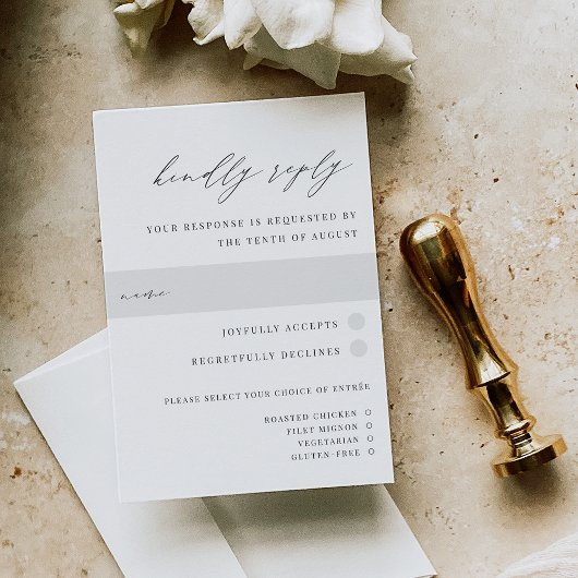 Ultra-Minimal | Script Accent Wedding Meal Choice RSVP Karte