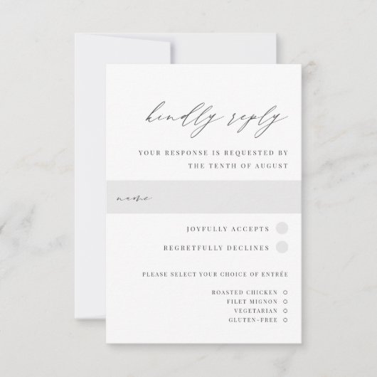 Ultra-Minimal | Script Accent Wedding Meal Choice RSVP Karte (Vorderseite)