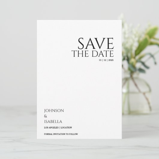Ultra minimal text photo collection save the date einladung (Stehend Vorderseite)