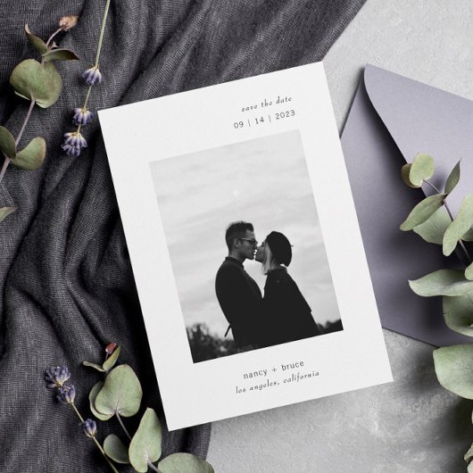 Ultra Minimum Modern Typography Foto Wedding Save The Date