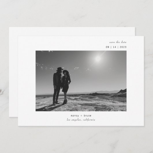 Ultra Minimum Modern Typography Foto Wedding Save The Date (Vorne/Hinten)