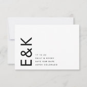 Ultra-Modern bearbeitbares QR-Foto Schwarz-weiß Save The Date (Vorderseite)