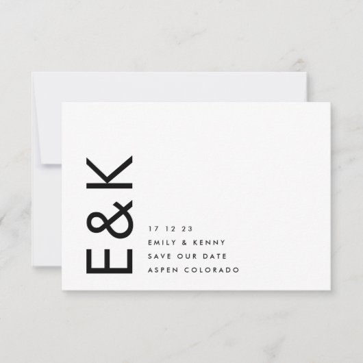 Ultra-Modern bearbeitbares QR-Foto Schwarz-weiß Save The Date (Vorderseite)