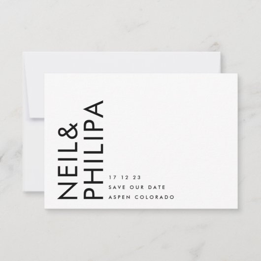 Ultra-Modern bearbeitbares QR-Foto Schwarz-weiß Save The Date (Vorderseite)