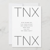 Ultra Modern Black TNX Einfaches Foto Abschluss Dankeskarte (Rückseite)
