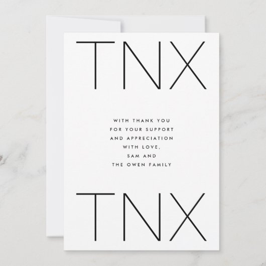 Ultra Modern Black TNX Einfaches Foto Abschluss Dankeskarte (Rückseite)