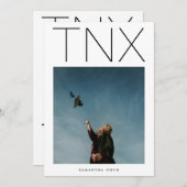 Ultra Modern Black TNX Einfaches Foto Abschluss Dankeskarte (Vorne/Hinten)