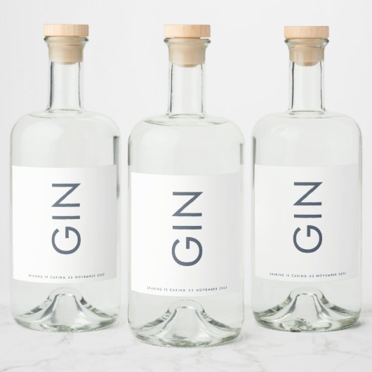 Ultra Modern Bold Big Monogram Navy Blue Gin Alkoholflaschenetikett (Flaschen)