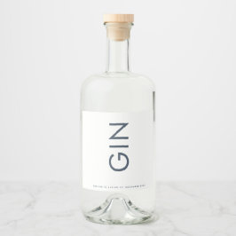 Ultra Modern Bold Big Monogram Navy Blue Gin Alkoholflaschenetikett